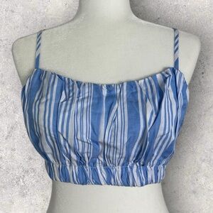 NWT Lemlem Liya Kebede H&M Striped Crop Top Blue White Womens Size Medium Y2K